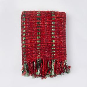 Luxury <b>Super</b> <b>Soft</b> Acrylic Red and Green Decorative <b>Throw</b> Lightweight Knitted Blanket for Bed and Sofa - Product Image 6