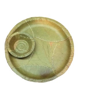 The Arya Digital Compostable Biodegradable Palm Leaf <b>Disposable</b> Traditional Round Dinner <b>Plates</b> for Parties - Product Image 1