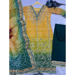 Hermoso conjunto de mujer Plazzo Dupatta superior con estampado digital elegante y trabajo de bordado - Product Image 5