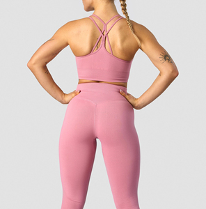 Ensemble de sport 2 pièces pour femme grande taille, taille mi-haute, léger, respirant, avec soutien-gorge de sport, logo personnalisé, tissu doux, haute qualité - Product Image 6