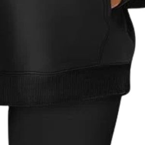 Sweat à capuche noir pour femme, manches longues, imprimé graphique lettres, poche kangourou, coupe décontractée, pour le quotidien - Product Image 3