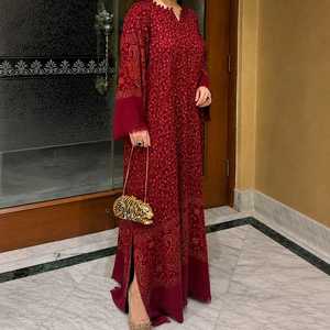 Printed Cotton Kaftan Maxi <b>Dress</b> for Women Bohemian Long Kaftan Lounge Wear Resort Beach Holiday Casual Kaftan with Side Slit - Product Image 5