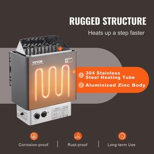 Estufa de sauna eléctrica de 9KW, temporizador 3H, controles integrados, certificación FCC de 220V, calentador de baño de vapor para el hogar, Temperatura máxima ajustable - Product Image 3