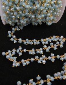 Chaîne de grappes pendantes en calcédoine aquatique mystique facettée, grappe de quartz hydro, enroulée sur fil, au mètre - Product Image 1