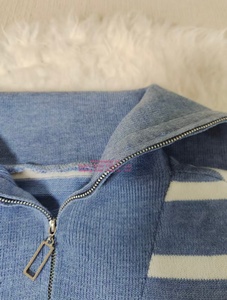 Pull en maille rayé crème pour femme, col montant, manches longues, décontracté, 100 % acrylique, pour l'automne - Product Image 5