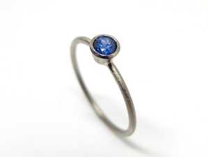 White Gold Sapphire Engagement Ring Slim Blue Gemstone 585 Fine Gold Proposal Ring Gift For <b>Girlfriend</b> - Product Image 2