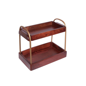Étagère de rangement moderne en bois à double niveau avec poignées en laiton, design rectangulaire pour salon, au meilleur prix par AALIYAN IMPEX - Product Image 6