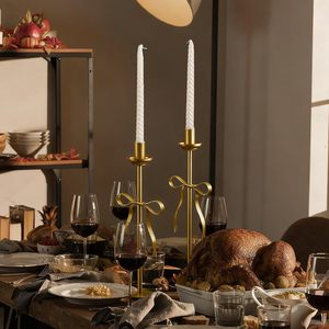 Portavelas Cónicos Negros, Juego de 2 Portavelas con Forma de Lazo, Candelabros Metálicos Modernos, Decoración Navideña - Product Image 4
