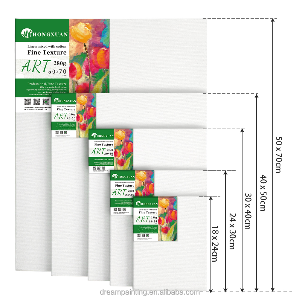 하이 퀄리티 5 개 리넨 혼합 스트레치 캔버스 회화 나무 280g 빈 캔버스 인쇄 미술 용품