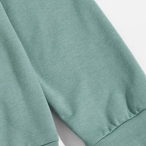 Survêtement unisexe de couleur unie, col rond, manches longues, coupe ample, sweat-shirt en coton avec pantalon à cordon de serrage, tenue décontractée d'automne - Product Image 3