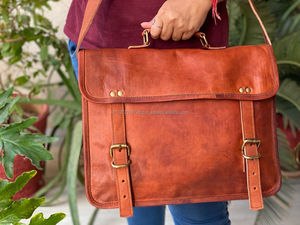 Goat Leather Office Use <b>Messenger</b> <b>Bag</b> Pure Leather Laptop <b>Bag</b> 11*15" Inch India <b>Bags</b> - Product Image 4