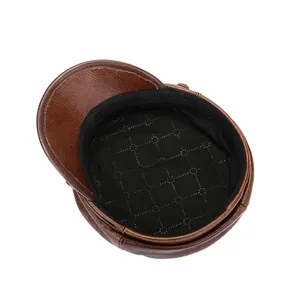 Casquette plate unisexe en cuir PU noir respirant et réglable, style anglais, décontractée, pour adultes, toutes saisons, pour l'extérieur - Product Image 5