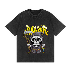 Camiseta Negra Extra Grande para Hombre con Estampado de Personajes, Diseño Digital, Estilo Urbano, Manga Corta, Cuello Redondo, 100% Algodón Jersey - Product Image 4