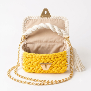 Bolso Bandolera de Mujer 100% Hecho a Mano con Tejido Trenzado de Poliéster, Correa de Cadena con Cierre Dorado, de Algodón, Pequeña Capacidad, para Uso Diario - Product Image 2