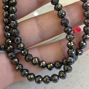 Perles Rondelles en Diamant Noir Naturel Facettées AAA 6mm, Fil de 16 Pouces, Perles Libres Certifiées par un Certificat Tierce Partie, Modèle 1011, Vente en Gros - Product Image 1