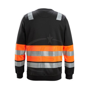 High Visibility Safety Sweatshirt Class 2 Reflective Orange Black Workwear Zip Pocket Shoulder Stripes Logo <b>LED</b> Flash Waterproof - Product Image 6