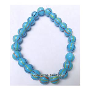 สร้อยข้อมือลูกปัดแก้วสีเทอร์ควอยส์ทรงกลมทำด้วยมือแบบดั้งเดิมสำหรับปาร์ตี้ครบรอบแต่งงานปาร์ตี้ที่มีไข่มุกเพชรไอเดียของขวัญ - Product Image 1