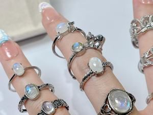 925 Sterling Silver <b>Moonstone</b> Crystal <b>Ring</b> Genuine <b>Moonstone</b> Crystal <b>Ring</b> Wholesale Price - Product Image 1