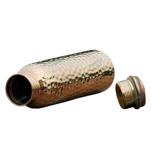Botella de cobre inspirada en el bienestar, bebida ayurvédica para la salud, ecológica, reutilizable, a prueba de fugas, para una vida equilibrada. - Product Image 3