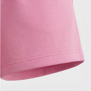 Women's Pink Sleeveless Crop <b>Top</b> and Shorts Set Crew Neck Solid Color Casual Sportswear Above Knee Knitted Spandex Cotton 2 - Product Image 6