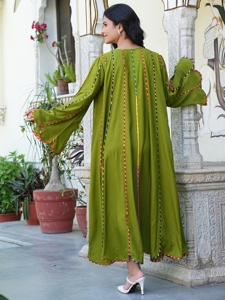 Abaya en coton ample à manches longues, col rond, coupe évasée, respirante, pour soirée décontractée, motif imprimé, vente en gros - Product Image 5