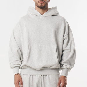 Conjunto Deportivo Personalizado de Corte Holgado, Color Gris Jaspeado, Ligero, de Felpa de Algodón, Sudadera con Capucha para Hombre, Pantalones Deportivos, Dos Piezas - Product Image 6