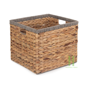 Juego de 3 cestos de jacinto de agua rectangulares tejidos a mano, cesta de almacenamiento, cesta tejida grande para baño, fábrica OEM en Vietnam - Product Image 3