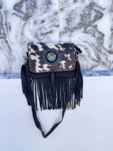 Nouveau design Western Sac à main à franges en fourrure de vachette Sac à bandoulière Sacs à franges de style bohème Sac à main en cuir Vente à chaud Petit sac en cuir de vachette - Product Image 3