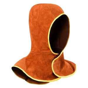 Capuche de soudeur unisexe en cuir de vachette pleine fleur avec protection intégrale de la tête, du cou et des épaules, casquette de protection pour vêtements de sécurité - Product Image 1
