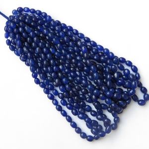 ลูกปัดหยกสีน้ำเงินธรรมชาติทรงรีเรียบเนียน ลูกปัดอัญมณีสำหรับทำเครื่องประดับ ร้อยเป็นเส้น หินหลวมคุณภาพสูง - Product Image 4