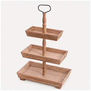 3 <b>Tiered</b> Serving Tray Rustic Wood <b>Cake</b> Stand Eco-Friendly Acacia Dessert Display Stand for Farmhouse Kitchen Decor Cupcake Stand - Product Image 2
