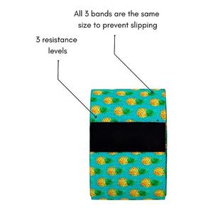 <b>Exercise</b> Resistance <b>Bands</b> Set 3 Pack Pineapple Chevron Mesh Bag Portable Fitness Equipment All Ages - Product Image 6