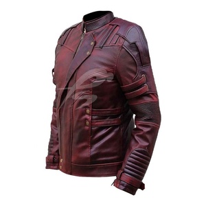 Chaqueta de Cuero Genuino para Hombre, Nueva, Elegante, Color Rojo Marrón Lavado, Corte Ajustado, Estilo Casual y Urbano, Impermeable, Reversible y Ecológica - Product Image 6