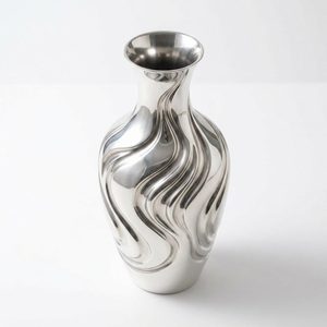 Vase à fleurs en laiton argenté poli miroir fait main de 25 cm, design défilé de rivière, centre de table pour la décoration intérieure, les hôtels et les mariages - Product Image 4