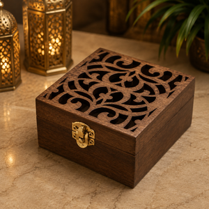 Brûleur à Bakhoor en Bois Fait Main avec Calligraphie Arabe Sculptée, Porte-Encens Oud, Bol en Laiton, Décoration de Luxe pour la Maison Islamique, Cadeau Ramadan Aïd - Product Image 5