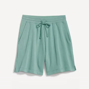 Women's 100% Cotton Terry Mid Waist Sweat Shorts <b>Elastic</b> Drawstring Breathable Pocket Decoration Summer Casual Style Pakistan - Product Image 3