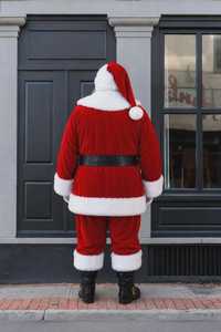 Christmas Santa <b>Costume</b> Prop <b>Red</b> Velvet Suit With White Fur Beard Hat Gift Bag Holiday Party Performance - Product Image 3