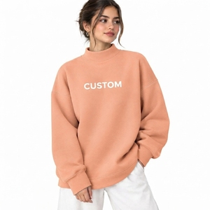 Custom Women's Oversized <b>Mock</b> Neck Cozy Sweatshirt Relaxed Fit Pullover Top Casual Long Sleeve Design Comfortable Streetwear - Product Image 4