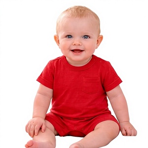 Combinaison bébé unisexe 100% coton personnalisable, manches courtes, douce, respirante, anti-plis, fermeture à boutons-pression, nouveau-né, usage quotidien - Product Image 1