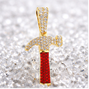 10K Gold Custom Trendy Sword Shape Unique Luxury Hammer Warrior Necklace Jewelry Diamond Tester Gemstone Moissanite Iced Charms - Product Image 4