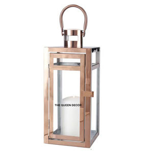 Lanterne décorative d'extérieur en béton, style américain, avec support en bois naturel, pour bougie, idéale pour la table des fêtes - Product Image 6