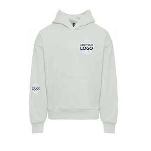 Sudadera con Capucha de Felpa Lisa de Calidad para Hombre, Corte Oversize, Largo Recortado, Ajuste Holgado - Product Image 2