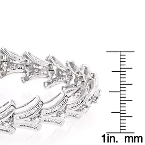 EtherStar Jewels Pulsera de tenis de lujo con diamantes baguette de 6.5 quilates, color E, diseño de espiga festoneada, oro macizo de 18K, regalo para mujer, fiesta - Product Image 4