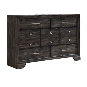 Cómoda Contemporánea de Madera Gris de 1 Pieza con Acabado en Madera Oscura y Cajones de Almacenamiento con Tiradores Metálicos - Product Image 1