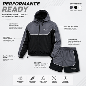 Mens Activewear Windbreaker <b>Jacket</b> And Shorts Set Wholesale Custom Logo Nylon Tracksuit Sports Fitness <b>Gym</b> Apparel - Product Image 6