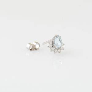 Pendientes de Aguamarina con Corte de Pera y Halo, Plata de Ley, Joyería de Piedra de Nacimiento, Regalo para Mujer - Product Image 3