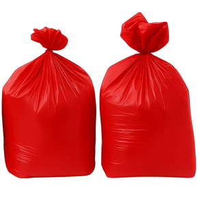 Bolsas de Basura Planas de HDPE/LDPE, Extra Grandes, Resistentes, Rojas, de 32-45 Galones, con Impresión Flexográfica y Sellado Térmico - Product Image 1