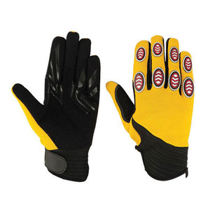 Yellow Black PU Leather Safety <b>Gloves</b> With Anti-Slip Texture Fingertips Elastic Wristband General Purpose - Product Image 1