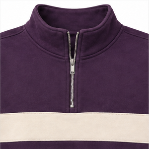 Customize Plum Smoke <b>Womens</b> Easy Fit <b>Half</b> <b>Zip</b> Cropped <b>Sweatshirt</b> Casual Layer Brushed Fleece WHZCROP-0014 - Product Image 5