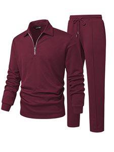 Ensemble de pulls à col zippé pour homme JMIERR, couleur marron, coupe classique, tricoté, décontracté, hiver, couleur unie, respirant, 100% coton, service OEM - Product Image 1
